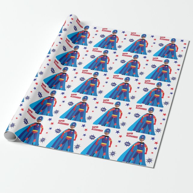 Superhero USA Atemberaubend Boy Fab Birthday Phant Geschenkpapier (Ungerollt)