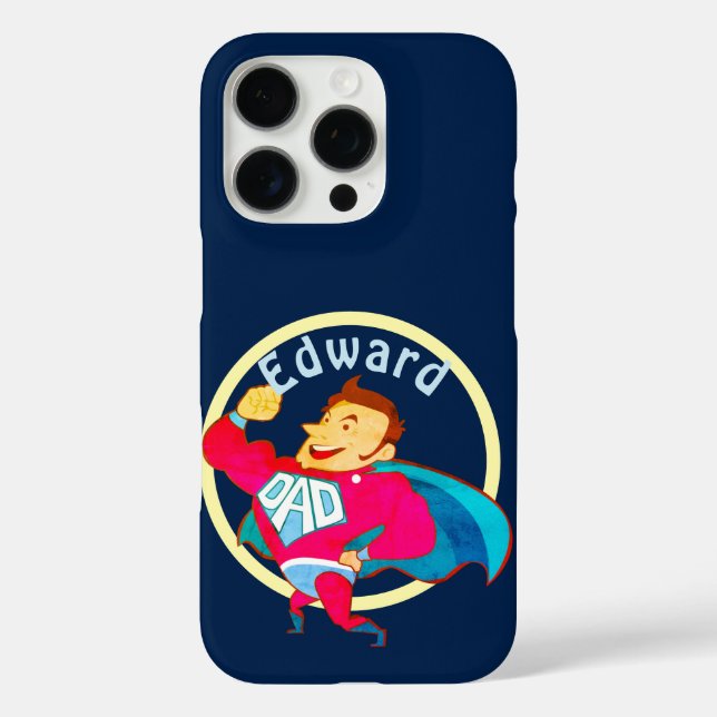 Superhero Vater Custom iPhone 16 Pro Hülle (Rückseite)