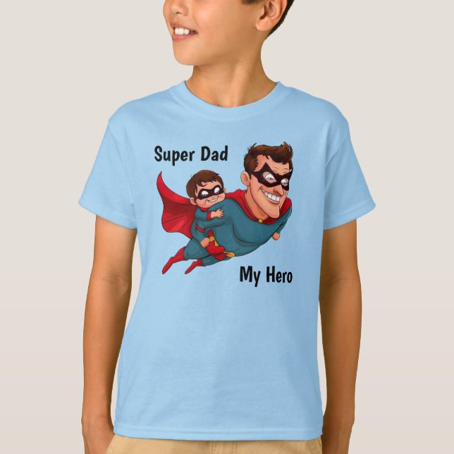 Superhero Vater Personalisiert Kid's T-Shirt (Vorderseite)