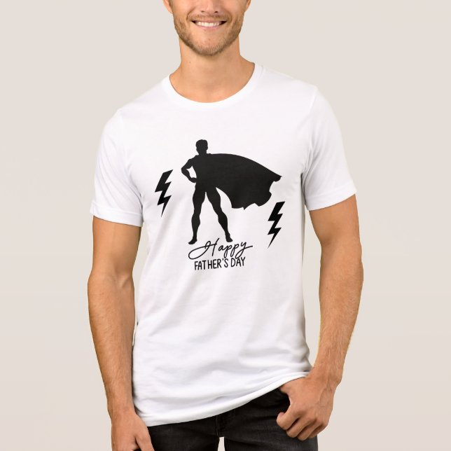 Superhero Vater Silhouette | Vatertag Tri-Blend Shirt (Vorderseite)