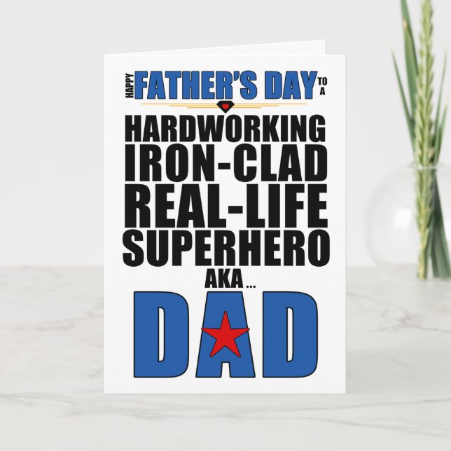 Superhero Vater Typografie Vatertag Karte (Vorderseite)