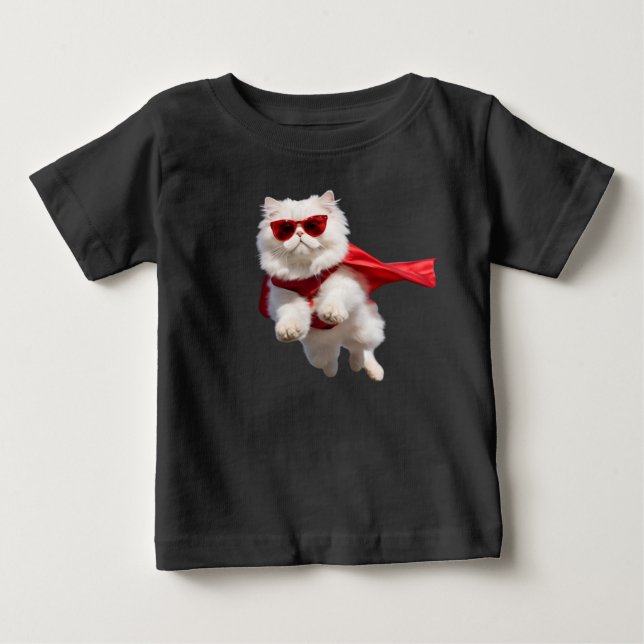 Superhero White Persian Cat Baby T-shirt (Vorderseite)