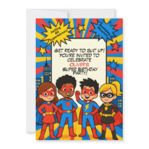 Superheroes Birthday Invitation – Custom 5x7 Card