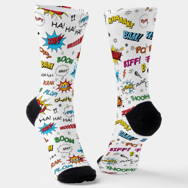 Superheroes Comic Muster Socken (Gewinkelt)