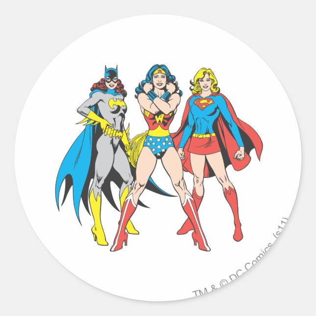 Superheroine-Pose Runder Aufkleber (Vorderseite)