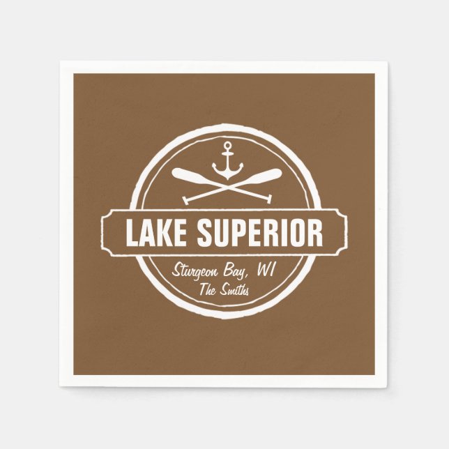 Superior-See, Sonderstadt, Name, Anker, Paddel Serviette (Vorderseite)