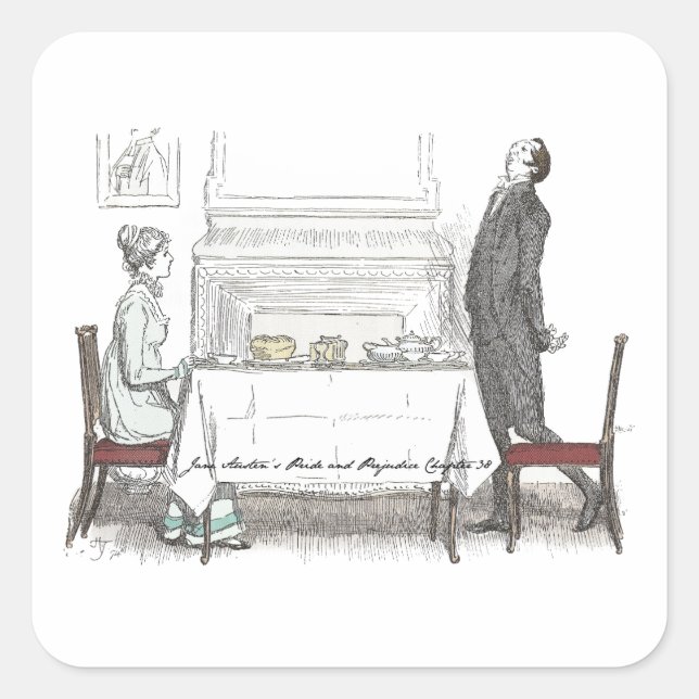 Superior Society, Jane Austen Pride and Prejudice Quadratischer Aufkleber (Vorderseite)