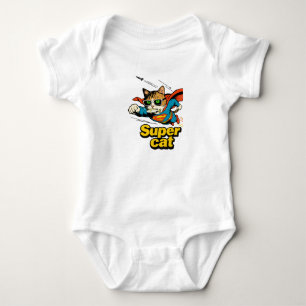 Superkatze fliegt mit Fisch  Baby Strampler