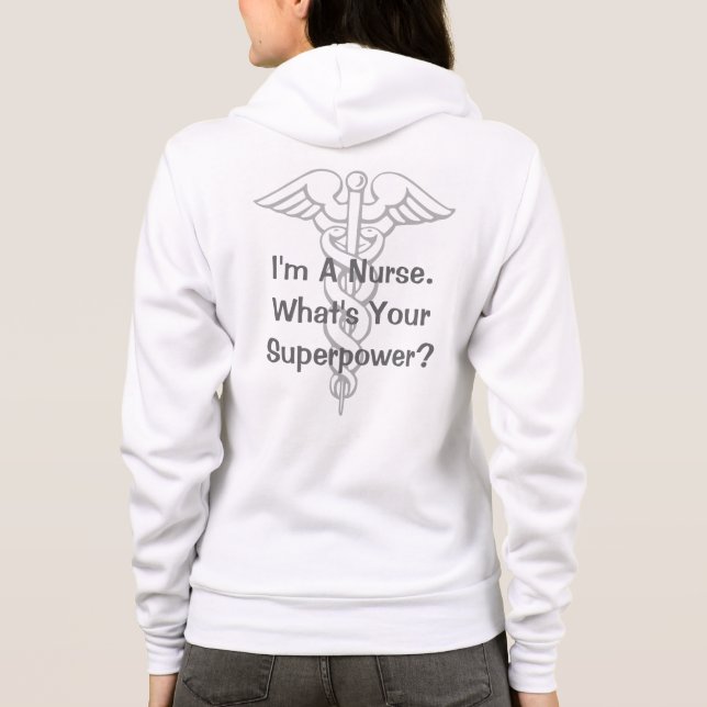 Superkrankenschwester Hoodie mit Caduceussymbol (Rückseite)