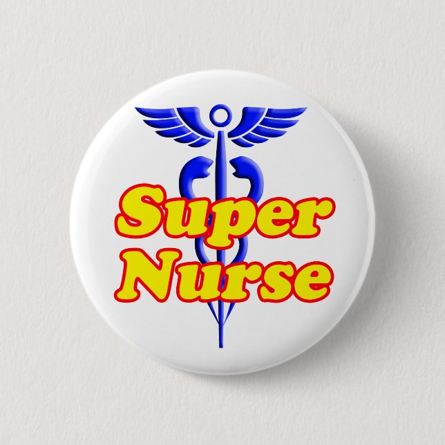 Superkrankenschwester mit Caduceus Button (Vorderseite)