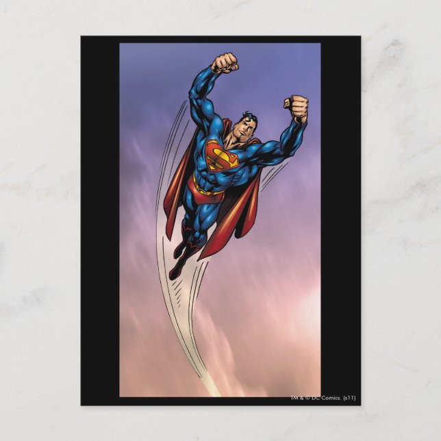 Superman beide Waffen erhöht Postkarte (Vorderseite)