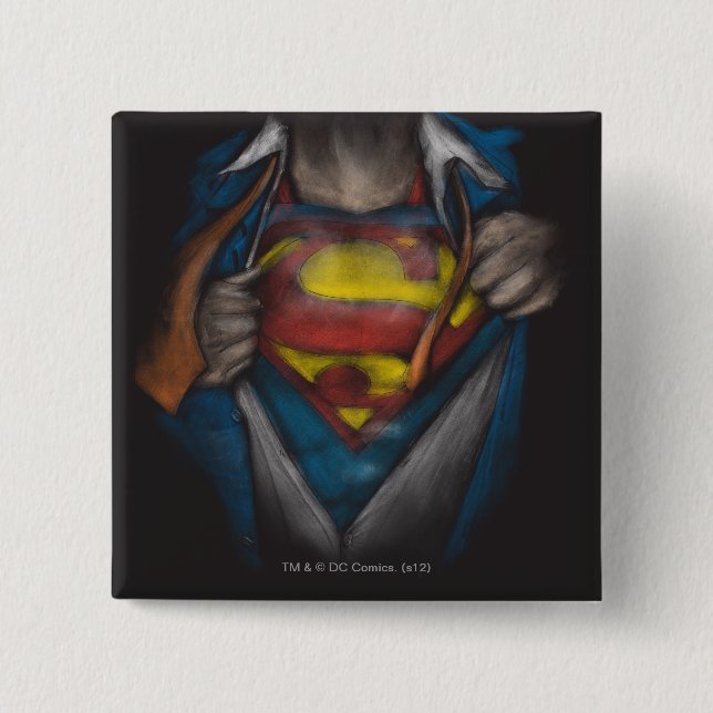 Superman | Brustkorbskizze eingefärbt Button (Vorderseite)
