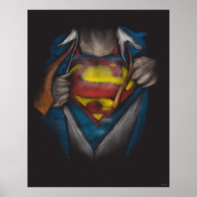 Superman | Brustkorbskizze eingefärbt Poster (Vorne)