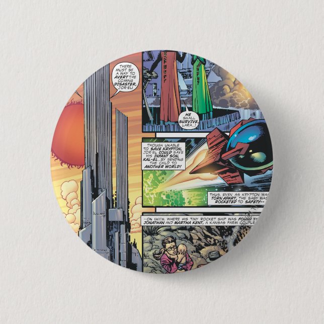 Superman Comic Panel - Clarks Herkunft Button (Vorderseite)