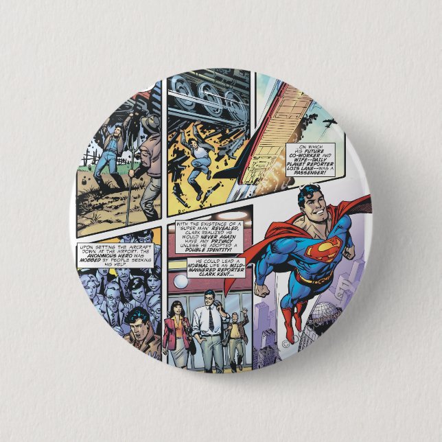 Superman Comic Panel - Clark's Origins 2 Button (Vorderseite)