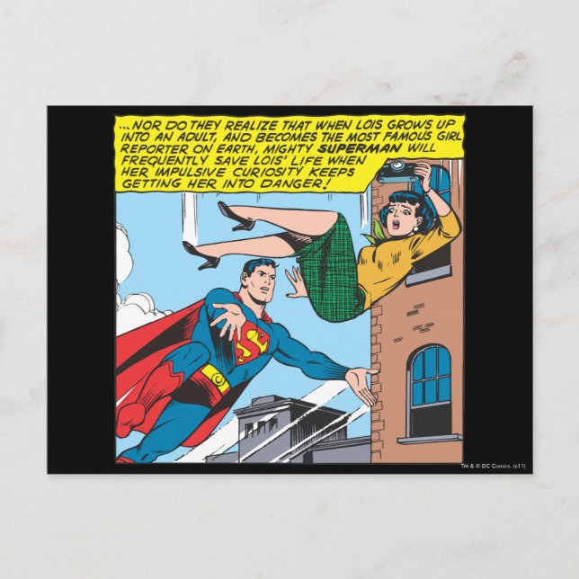 Superman Comic Panel - Rettend Lois Postkarte (Vorderseite)