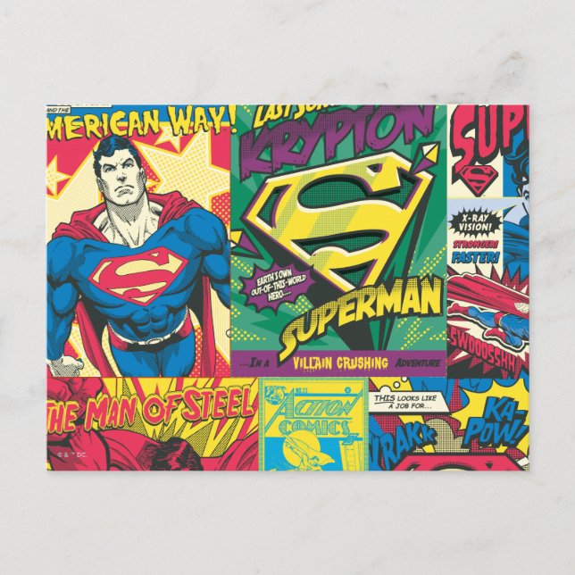 Superman Comic Panels Postkarte (Vorderseite)