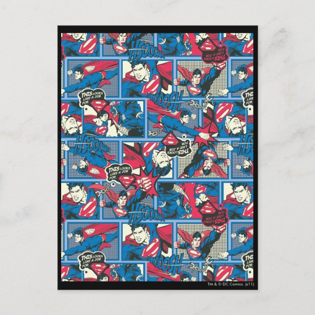 Superman Comic Pattern Postkarte (Vorderseite)