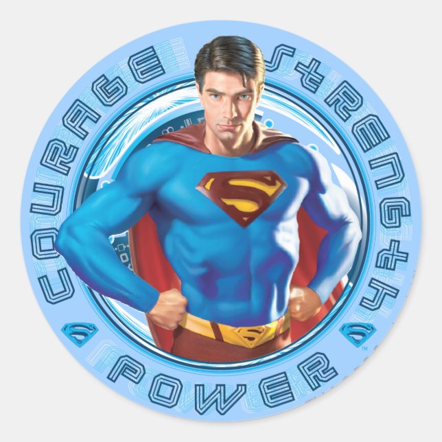 Superman Courength Strength Power Runder Aufkleber (Vorderseite)