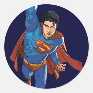 Superman, der nach vorne fliegt runder aufkleber