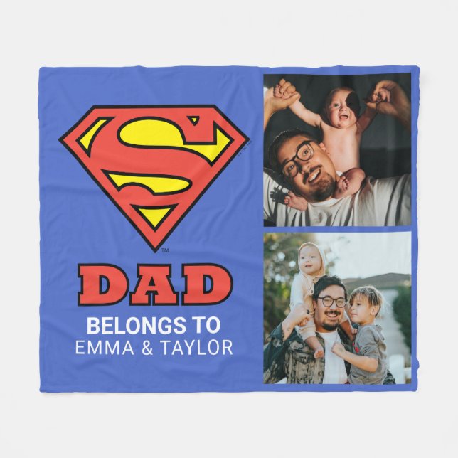 Superman | "Dieser Super-Vater gehört zu" Fleecedecke (Vorderseite (Horizontal))