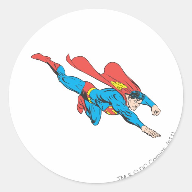 Superman Dives Right Runder Aufkleber (Vorderseite)