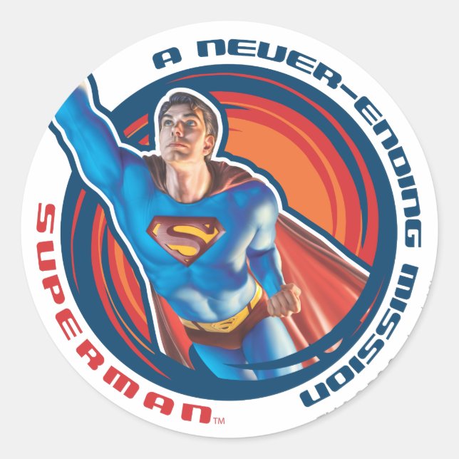 Superman - Eine endlose Mission Runder Aufkleber (Vorderseite)