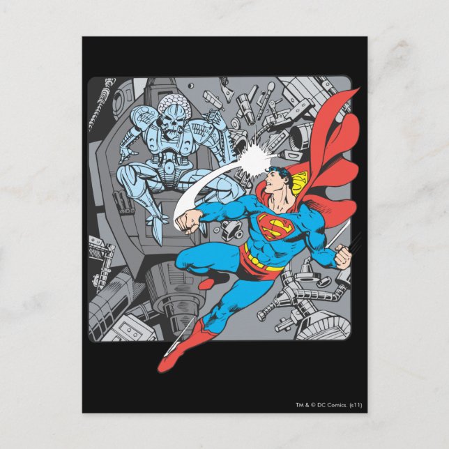 Superman Fights Brainiac Postkarte (Vorderseite)