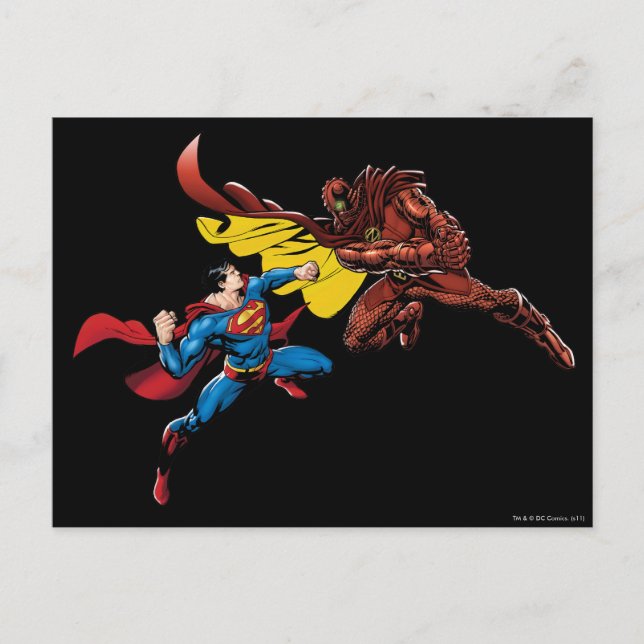 Superman Fights Postkarte (Vorderseite)