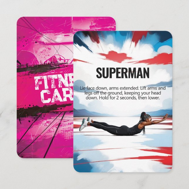 Superman-Fitness-Karte mit rosa Hintergrund Save The Date (Vorne/Hinten)
