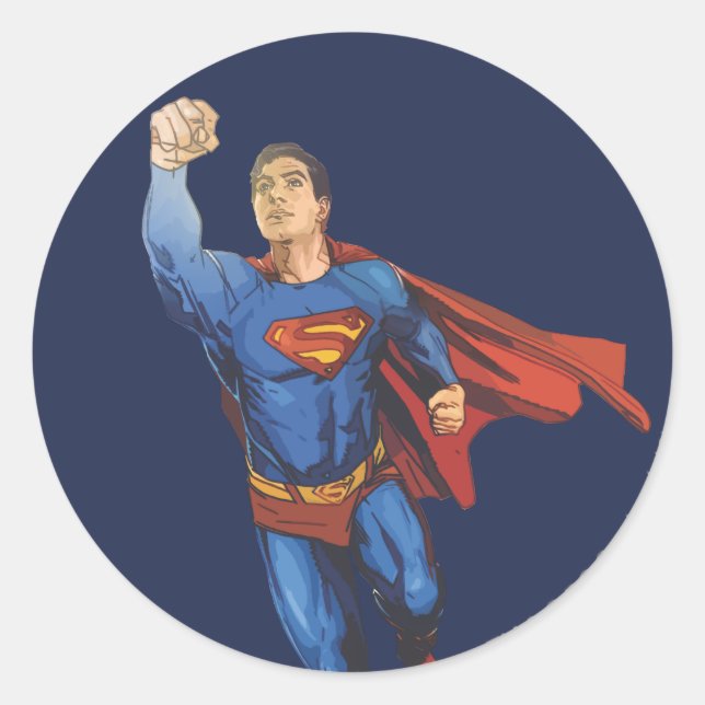Superman Flying Verlassen Runder Aufkleber (Vorderseite)