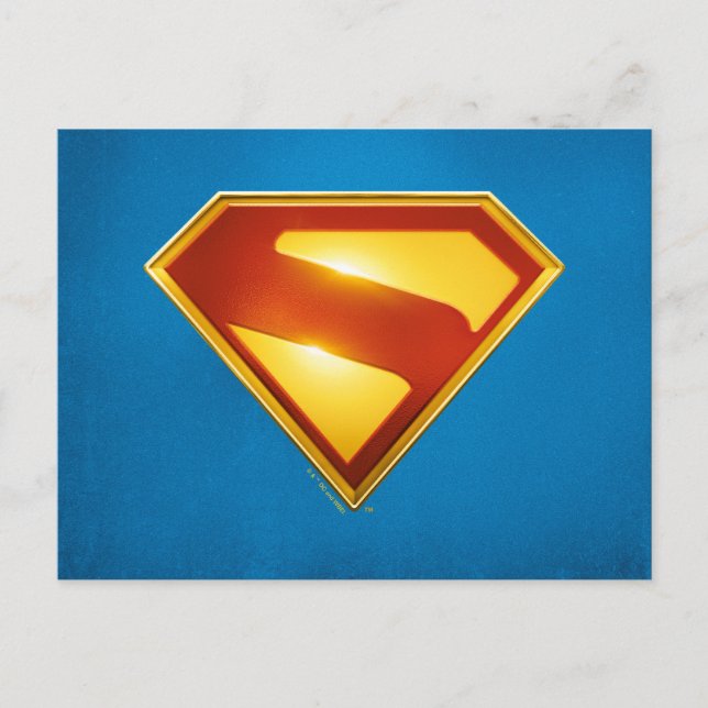 Superman Golden S Shield Brillianz Postkarte (Vorderseite)
