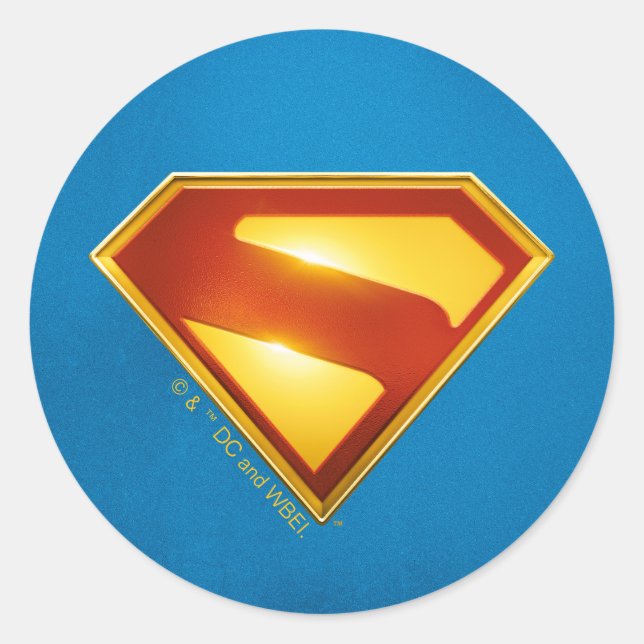 Superman Golden S Shield Brillianz Runder Aufkleber (Vorderseite)