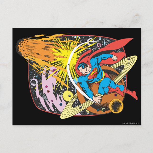 Superman im Weltraum Postkarte (Vorderseite)