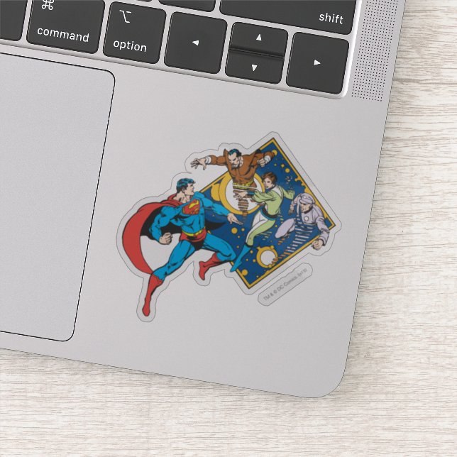 Superman kämpft Feinde Aufkleber (Detail)