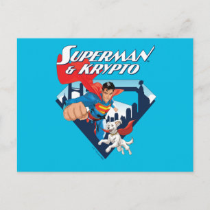Superman & Krypto Soar Postkarte
