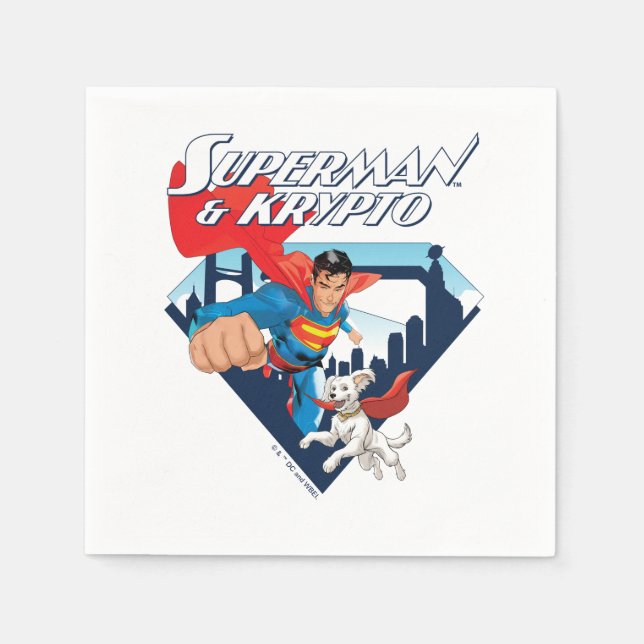 Superman & Krypto Soar Serviette (Vorderseite)