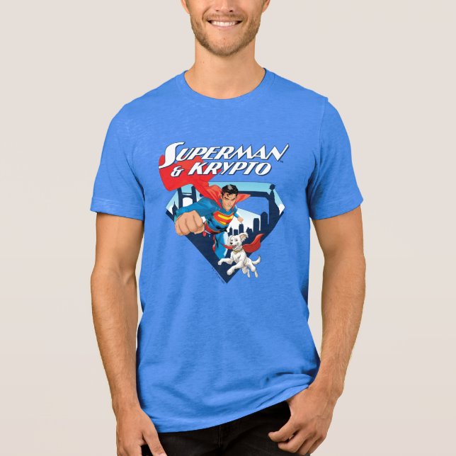 Superman & Krypto Soar Tri-Blend Shirt (Vorderseite)