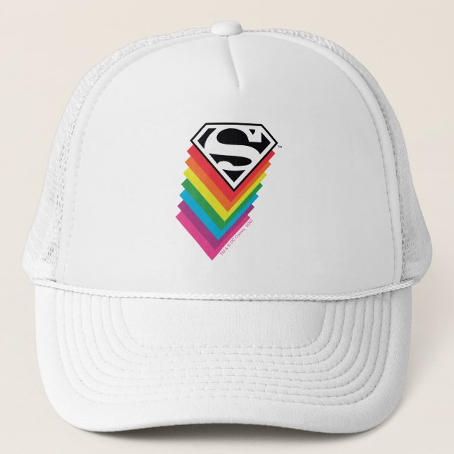 Superman Layered-Regenbogen-Logo Truckerkappe (Vorderseite)