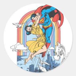 Superman & Lois in Gelb Runder Aufkleber