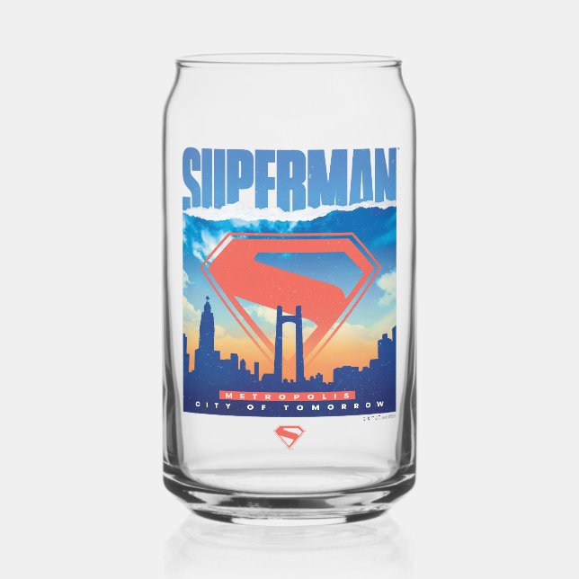 Superman Metropolis Skyline Dosenglas (Vorderseite)