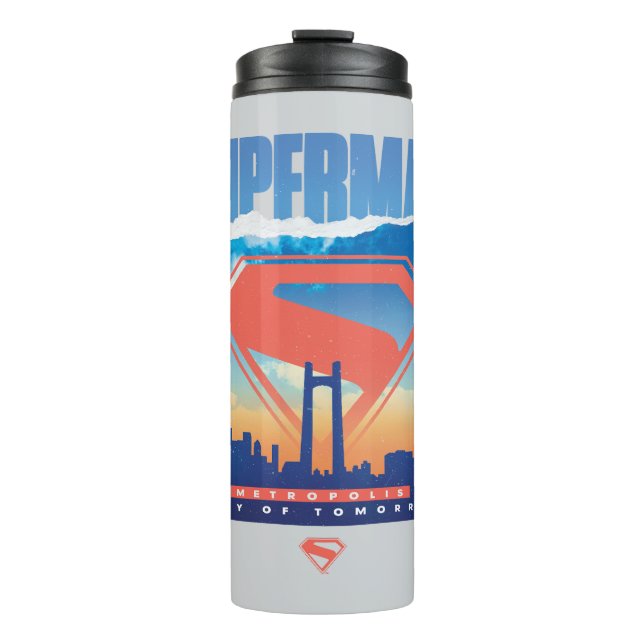 Superman Metropolis Skyline Thermosbecher (Vorderseite)
