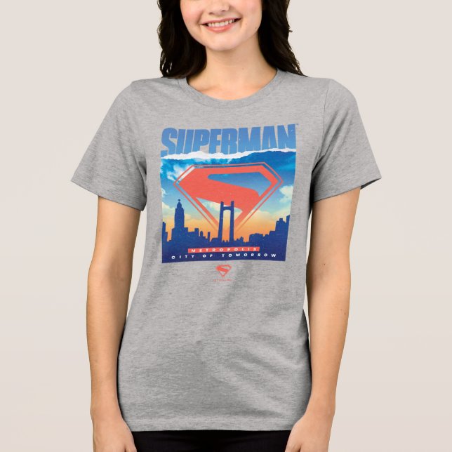 Superman Metropolis Skyline Tri-Blend Shirt (Vorderseite)