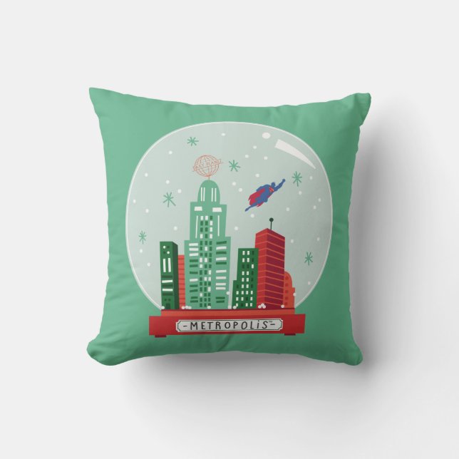 Superman Metropolis Snow Globe Grafik Kissen (Vorderseite)