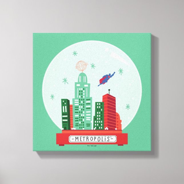 Superman Metropolis Snow Globe Grafik Leinwanddruck (Vorderseite)