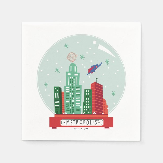 Superman Metropolis Snow Globe Grafik Serviette (Vorderseite)