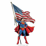 Superman mit US-Flagge Freistehende Fotoskulptur<br><div class="desc">Superman | Karo aus Superman stolz die US-Flagge zu halten!</div>