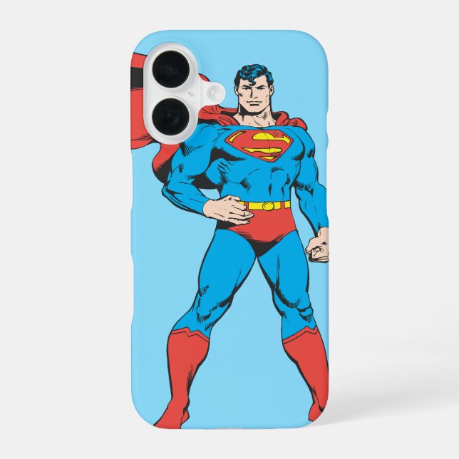 Superman Posing 2 iPhone 16 Hülle (Rückseite)