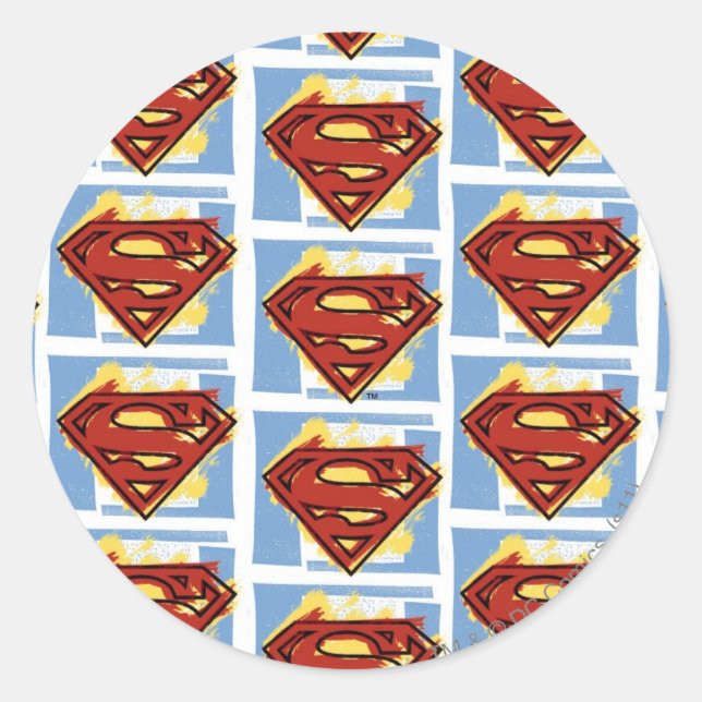 Superman Red and Blue Pattern Runder Aufkleber (Vorderseite)