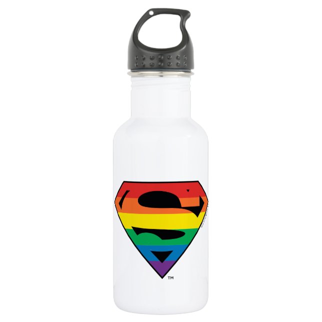 Superman-Regenbogen-Logo Edelstahlflasche (Vorderseite)
